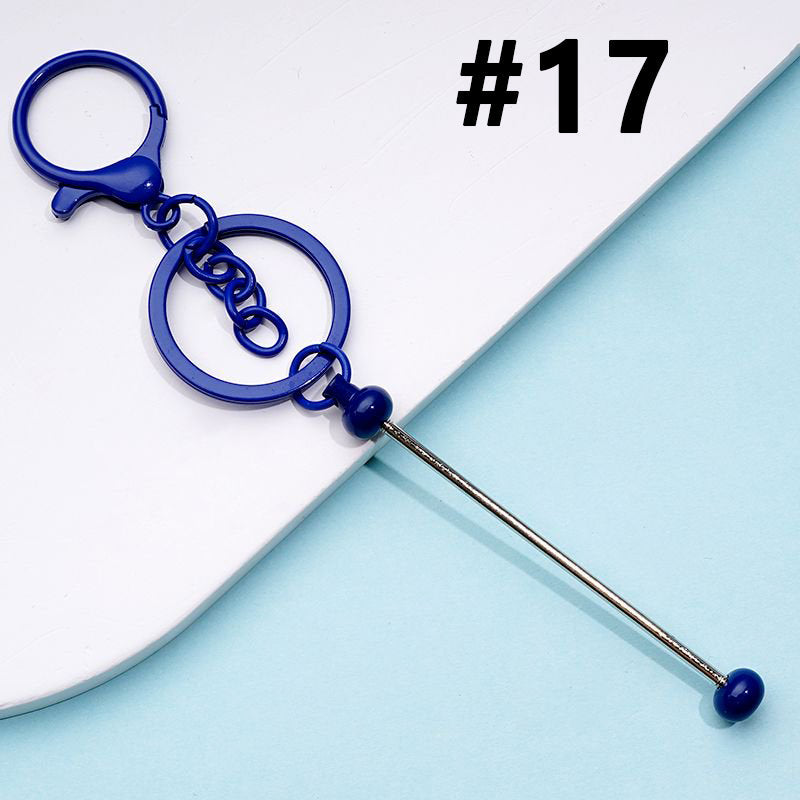 Bar with Metal Beadable Keychain and Lobster Clasp in Solid Colors