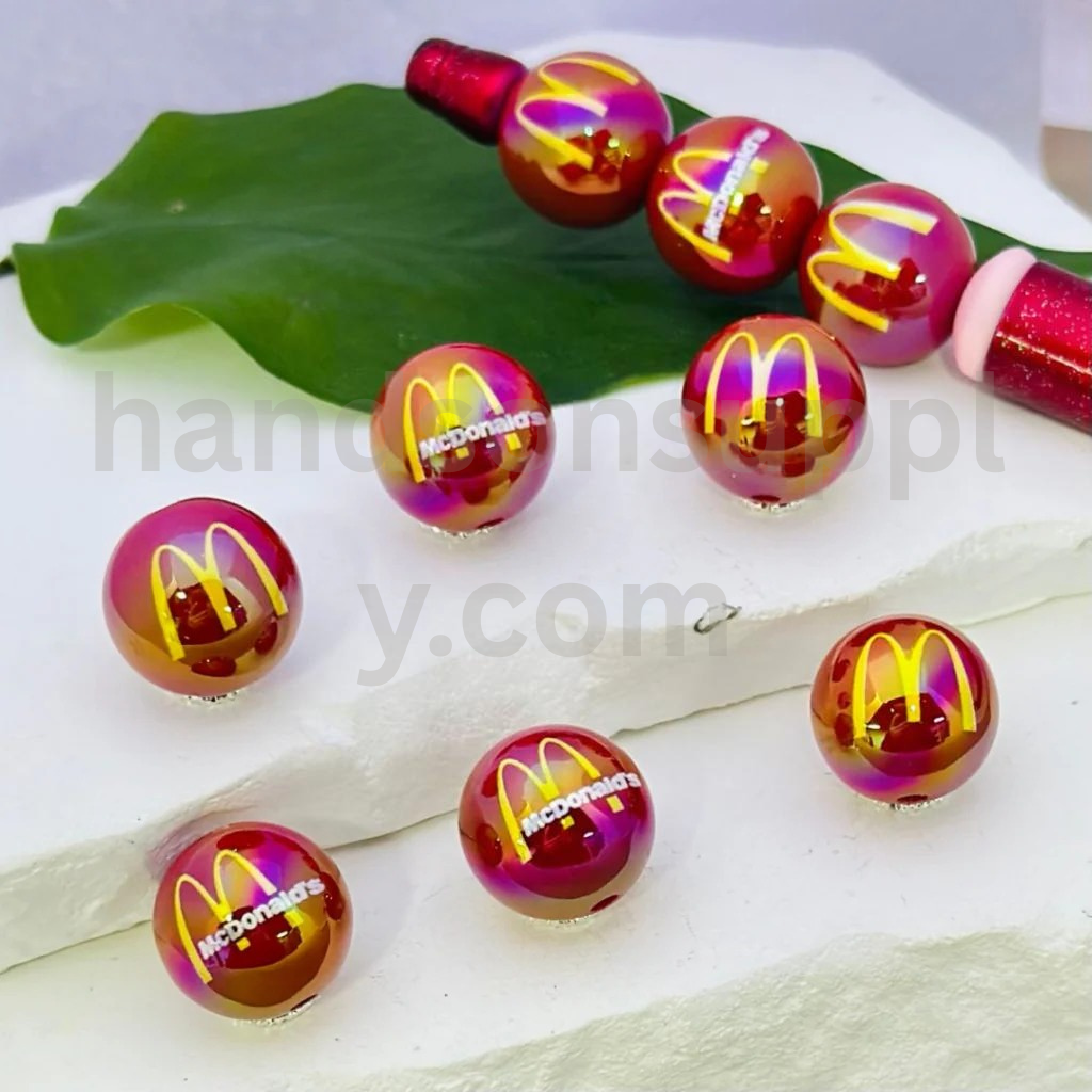 Fast Food Theme McDonal Red Round 16MM Random Mix Acrylic Beads