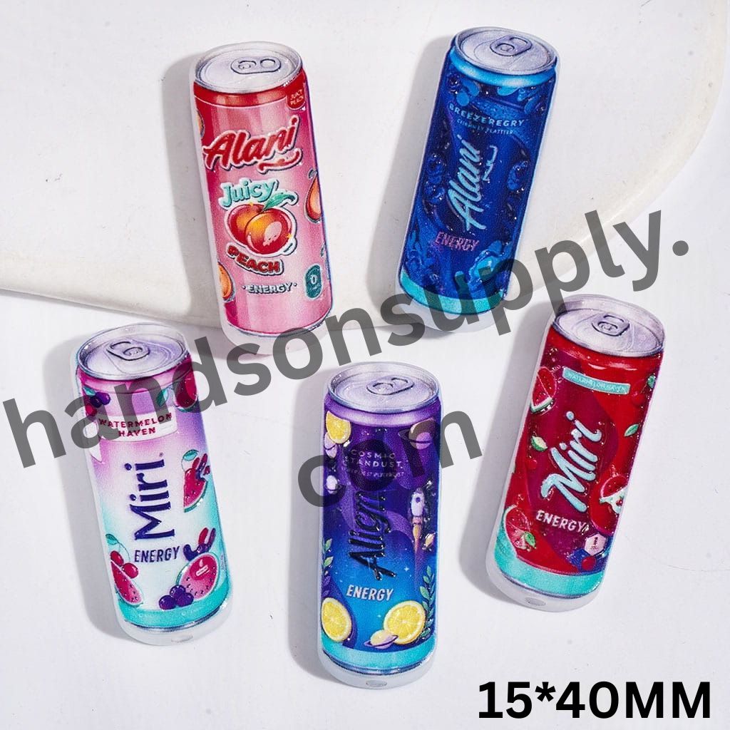 Popular Energy Drink Can Designs Acrylic Beads, 15*40MM, Random Mix
