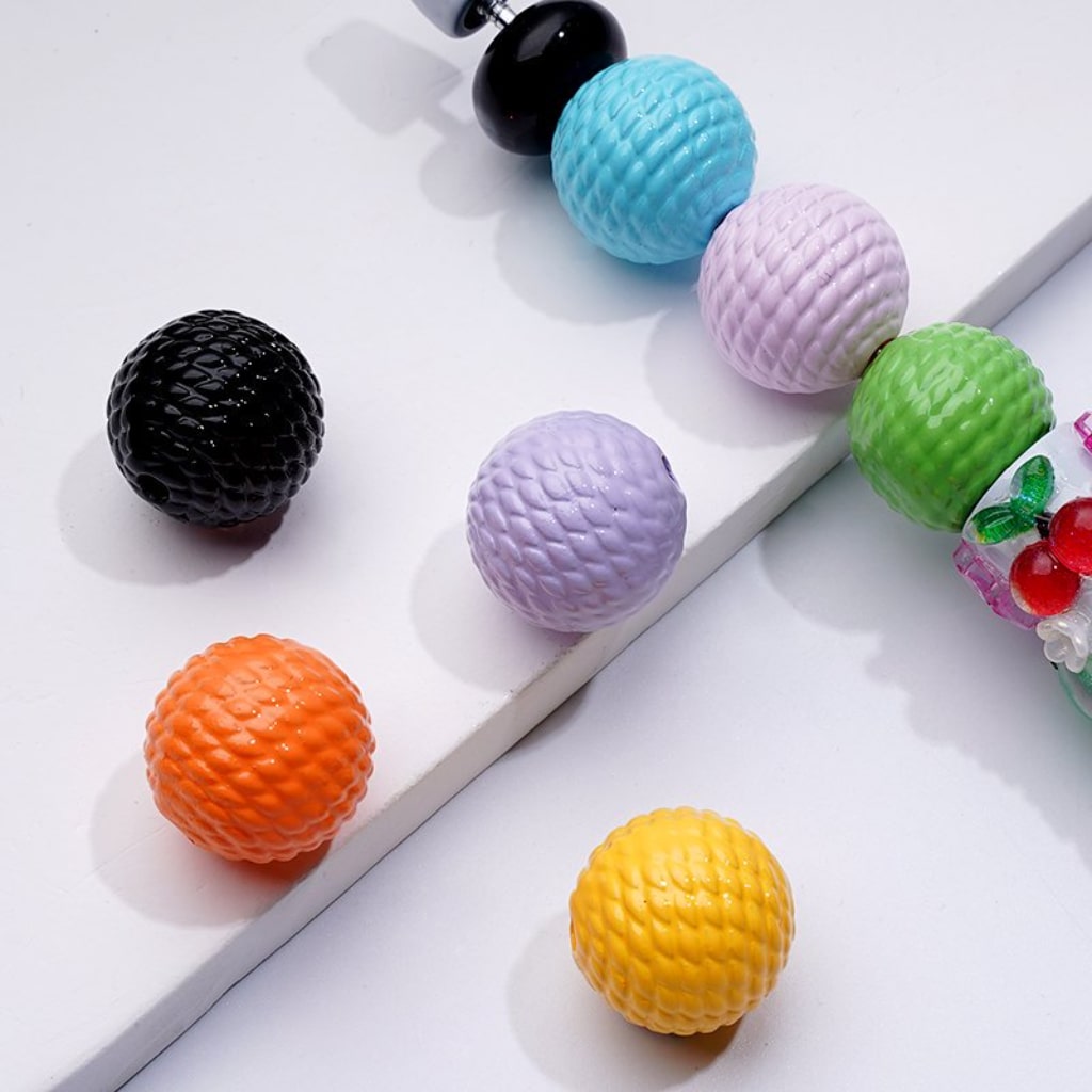 Colorful Bumpy Round Acrylic Beads, 16MM, Random Mix