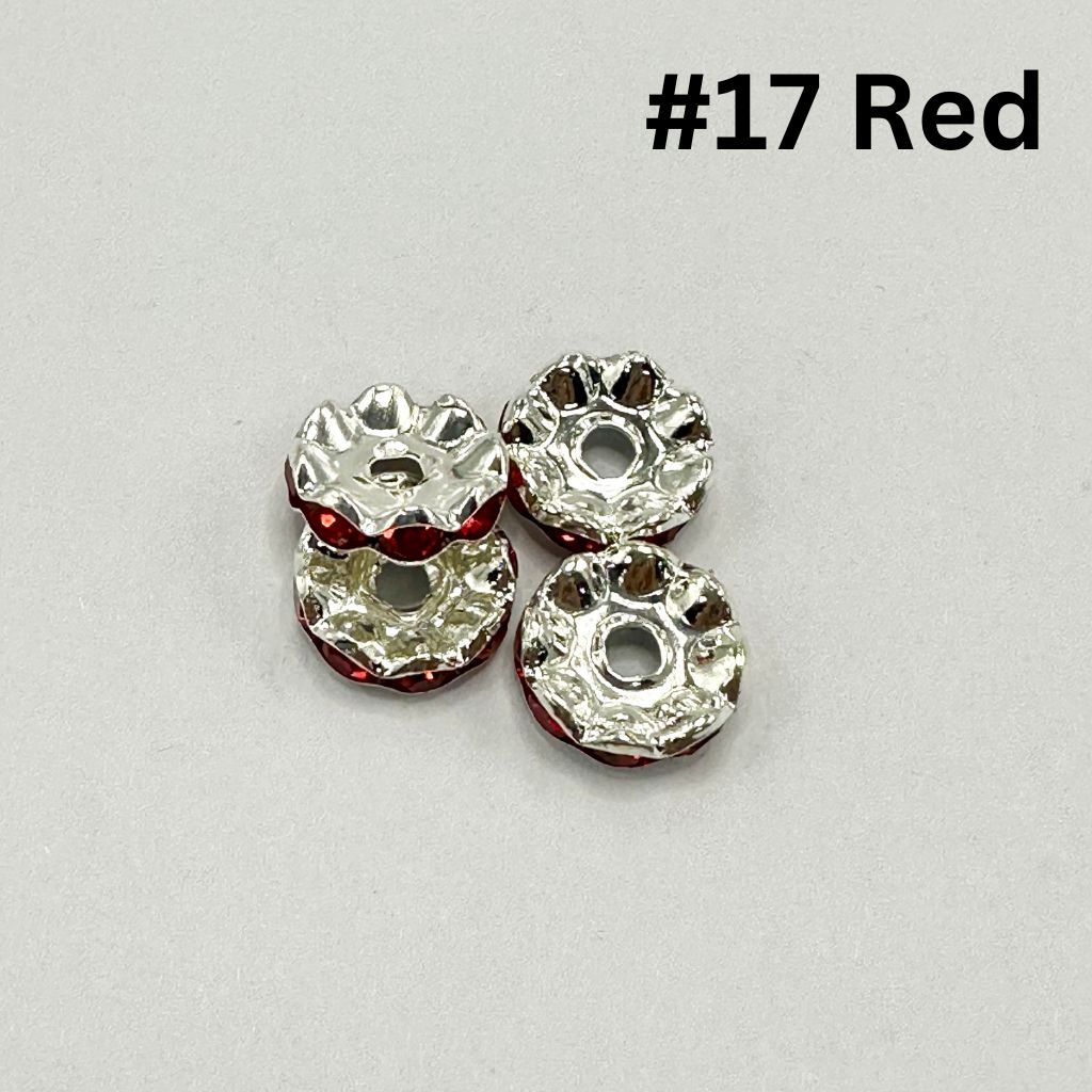 Wavy Shape Metal Spacers with Rhinestones in Solid Colors, 10mm
