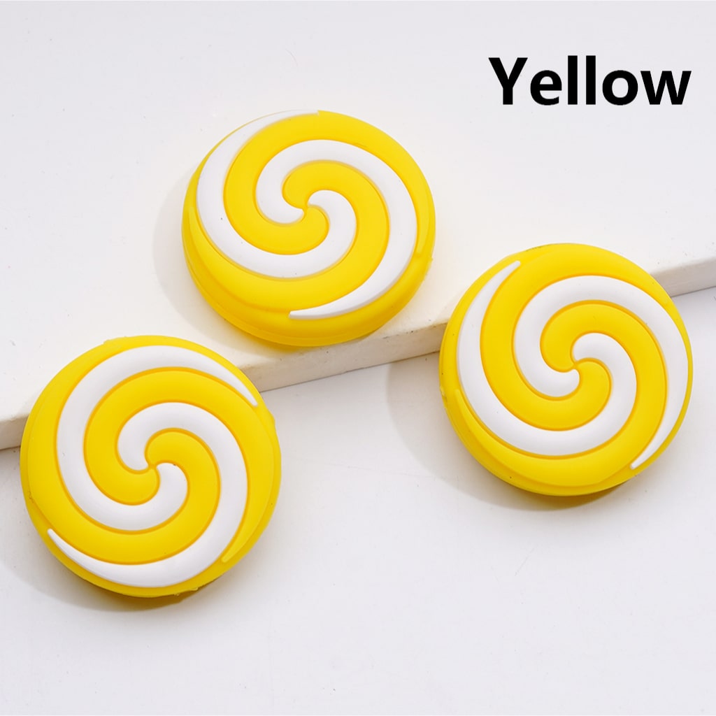 Round Pink White Lollipop Candy Silicone Focal Beads