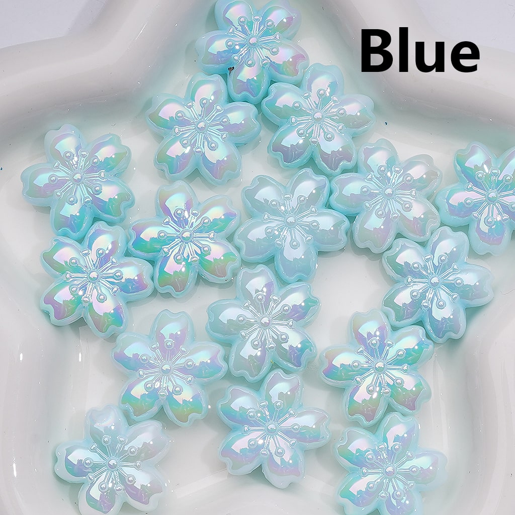 Luminous Cute Five-Petaled Flowers UV Coating Acrylic Beads 24MM (Single Color is available for 200pcs Whole bag)