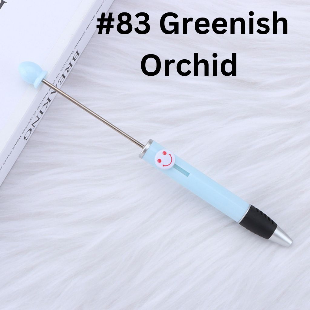 Fashionable DIY Plastic Beadable Pen with Smile Emoji in Solid Colors