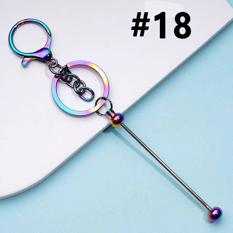 Bar with Metal Beadable Keychain and Lobster Clasp in Solid Colors