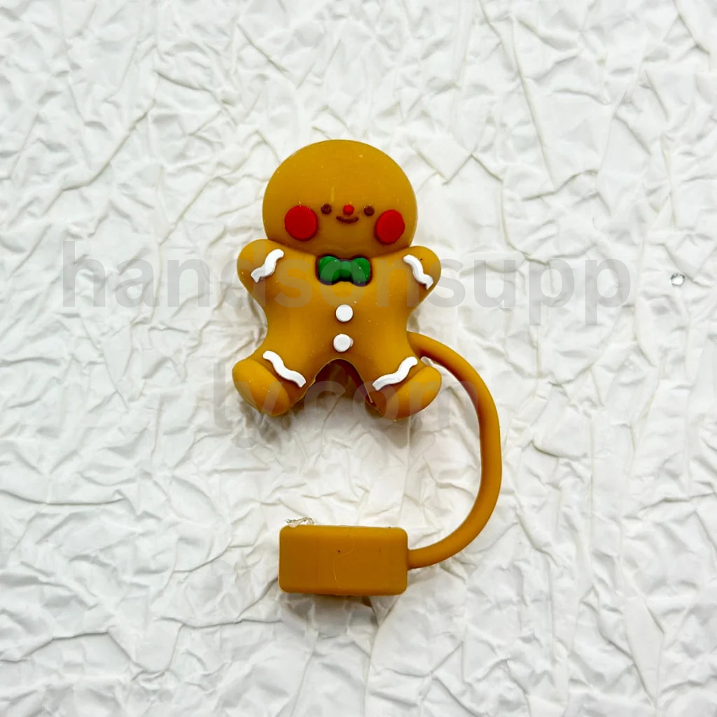 Christmas Holiday Cup Accessories in Food Grade Material Silicone Straw Toppers