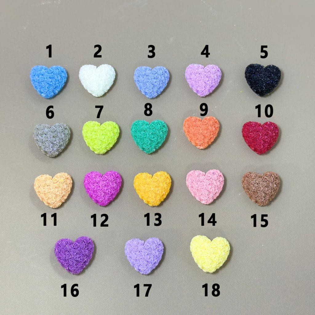 Heart-Shaped Solid Color Clay Beads Covered by Mini Flowers Around 24*22MM Please Read the Description