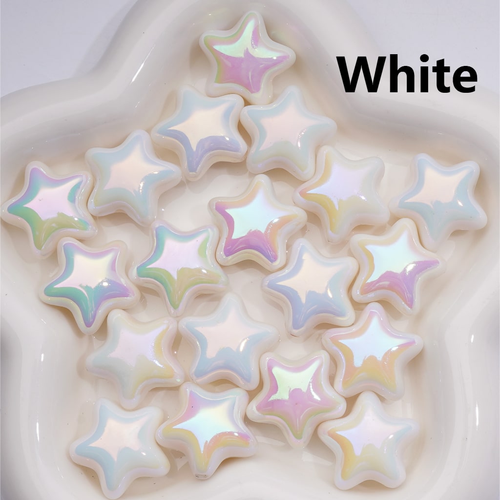 Luminous Cute Five-Pointed Star UV Coating Acrylic Beads 23MM (Single Color is available for 200pcs Whole bag)