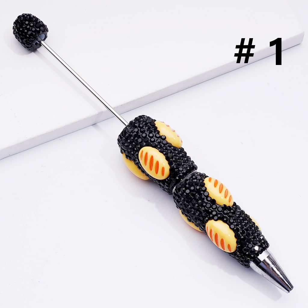 Cute Snack Theme with Bread, Cake, Pizza & Donut Black Rhinestones Clay Pens