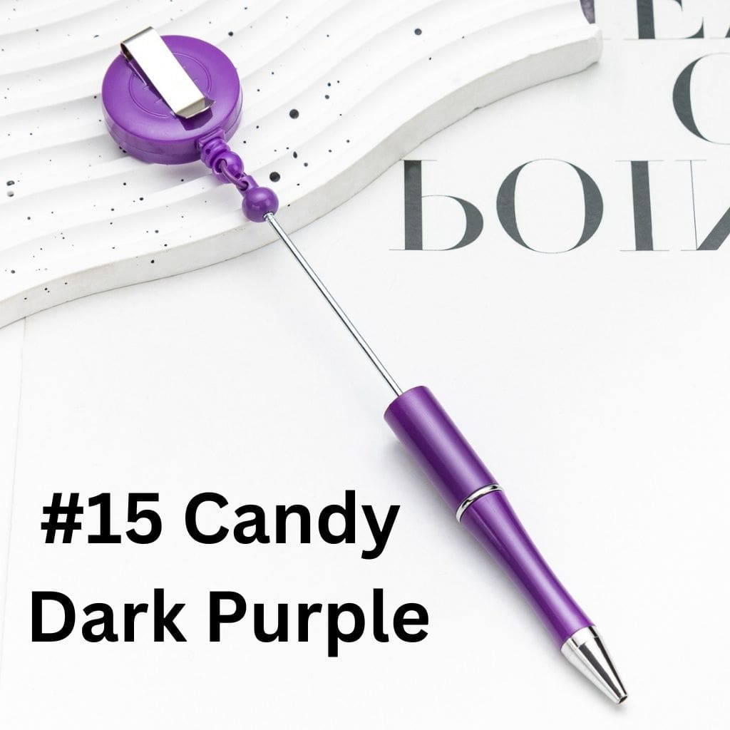 DIY Beadable Plastic Pens with New Style Spinning Back Badge Reels, 192MM