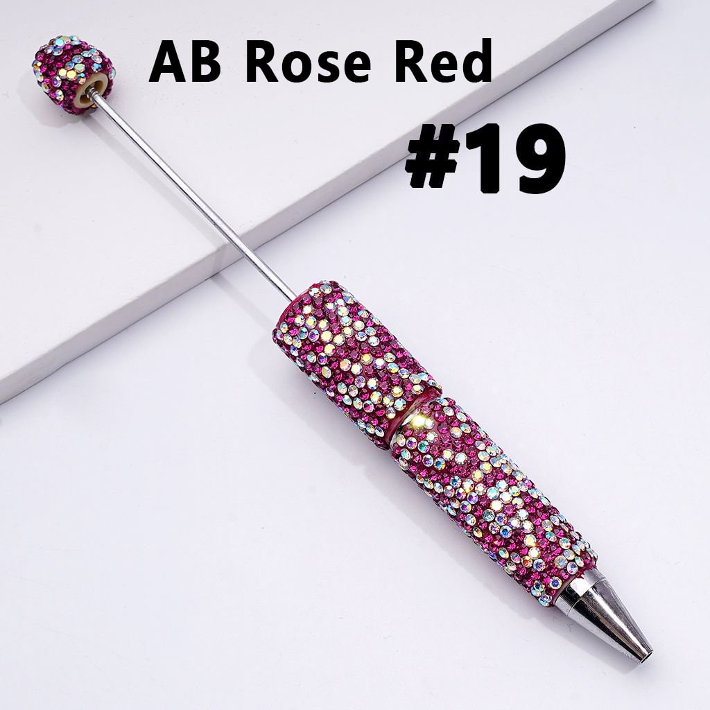 Beadable Clay Pens – Fully Wrapped in Multi-Color & AB Rhinestones for a Vibrant, Eye-Catching Design