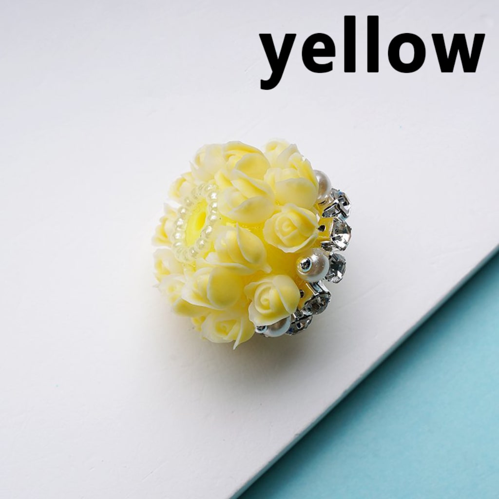 Cute Flowers Bling Bling Tulips Clear Rhinestones Chains White Pearls Round Acrylic Beads, Around 25*18MM
