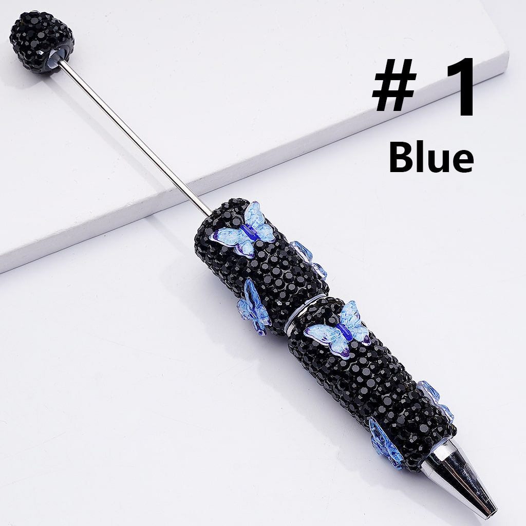 Black Rhinestones Double Color Butterfly Beadable Clay Pens