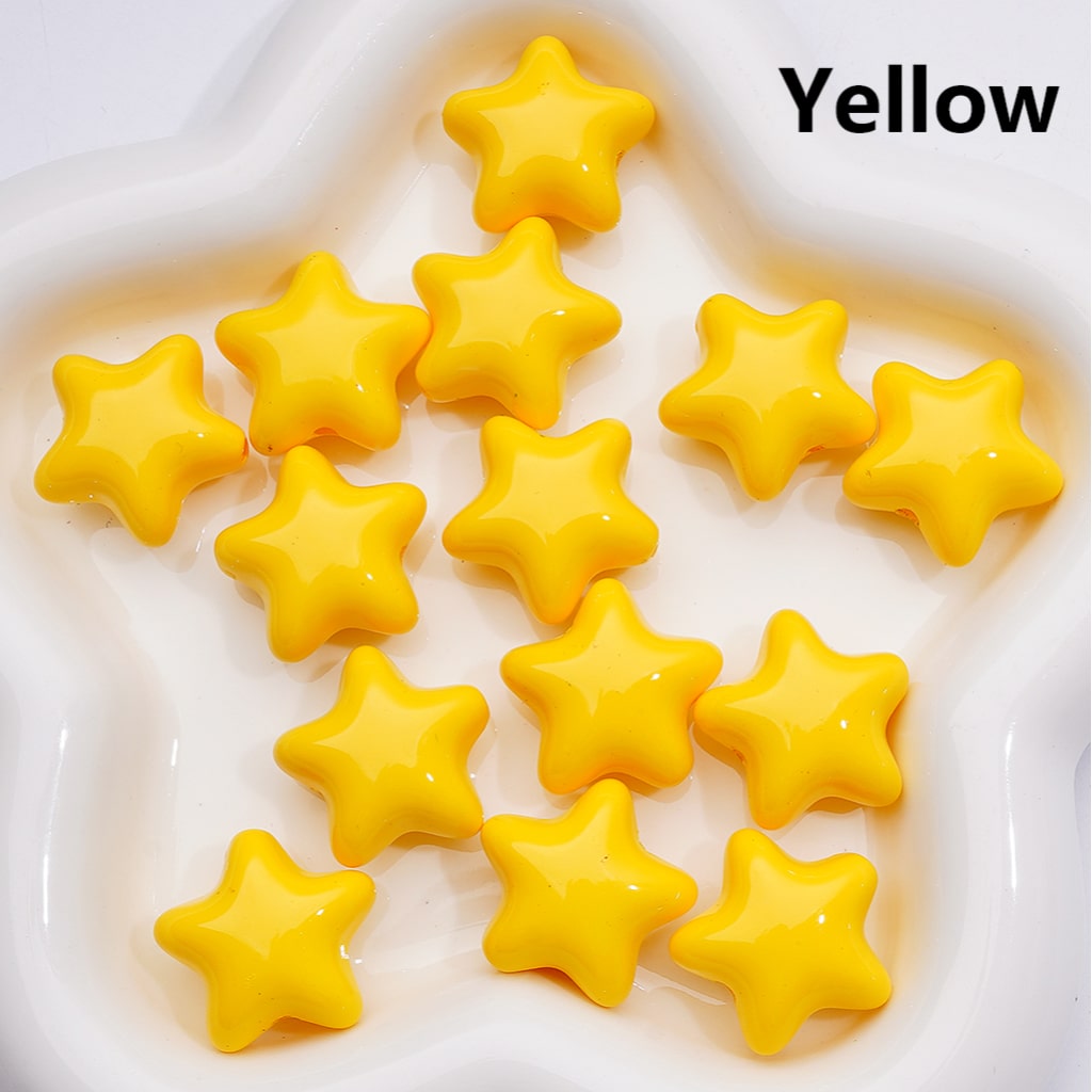 Solid Color Five-Pointed Star Acrylic Beads Stoving Varnish 23MM (Single Color is available for 200pcs Whole bag)