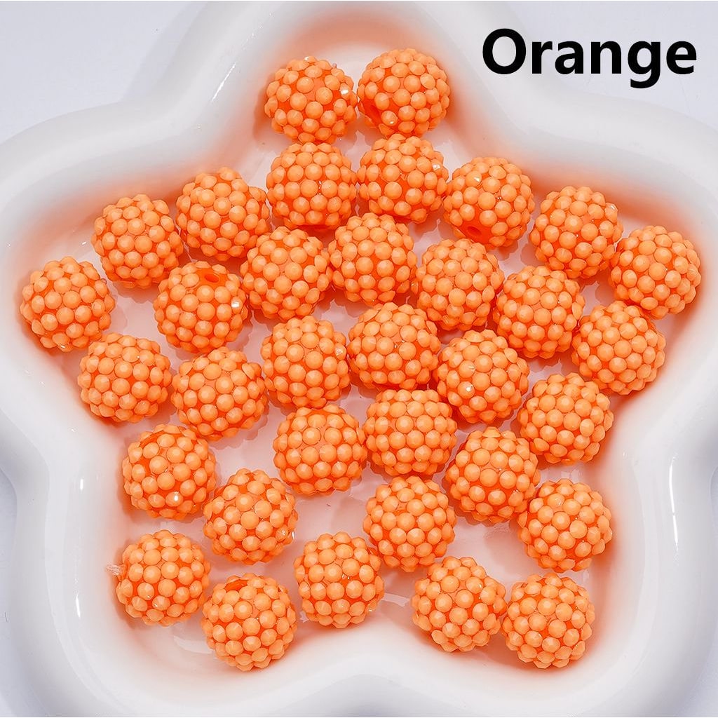Waxberry Ball Round Acrylic Beads Solid Color with Sparkling Rhinestones,16MM Accent Beads