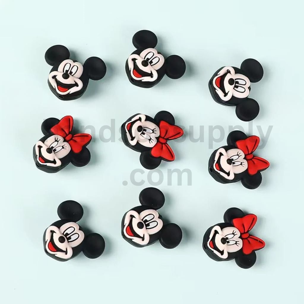 Cute Disne Micke & Minie Mouse Head Silicone Focal Beads