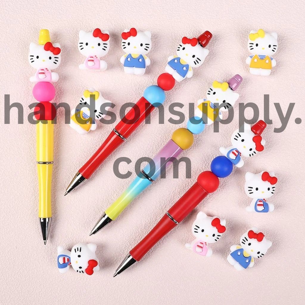 Adorable 3D Cute Cat Character with Bowtie Silicone Focal Beads
