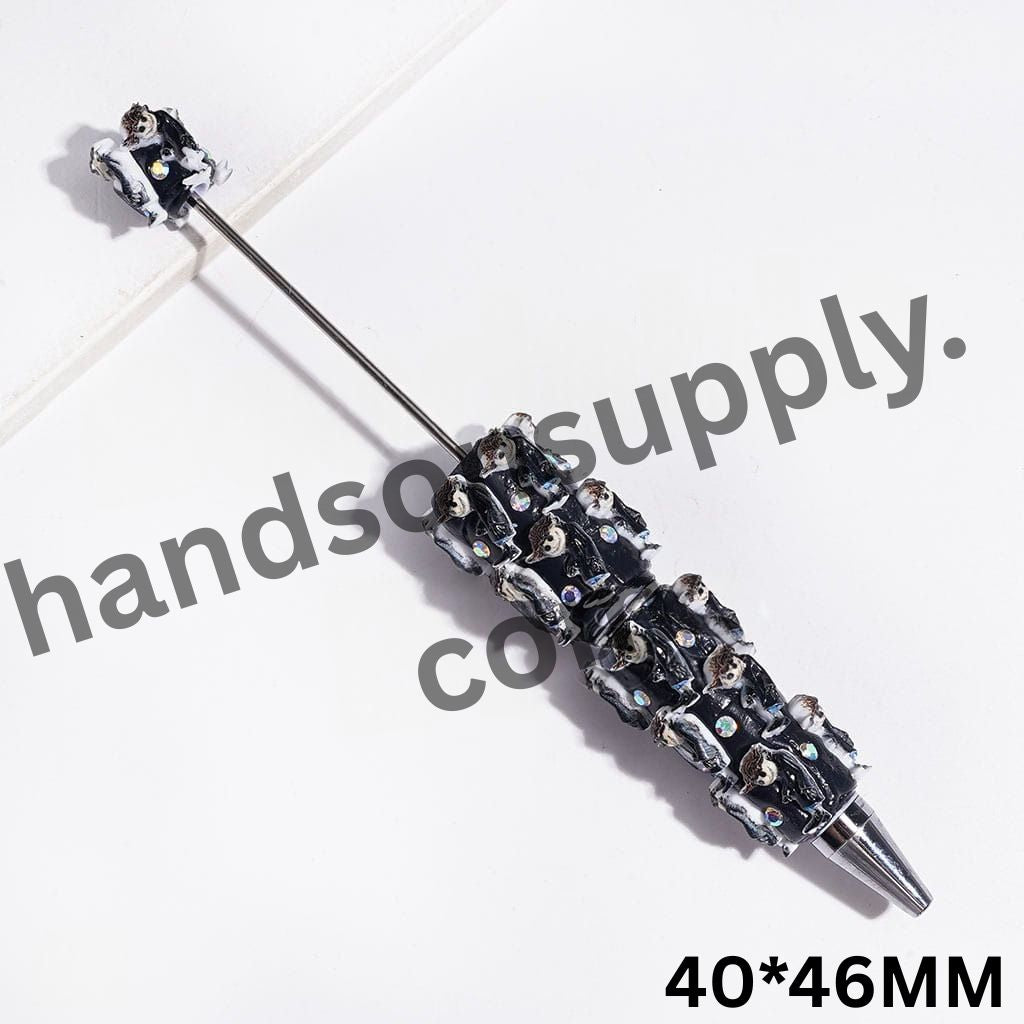Spooky Ghost Mother and Girl Character Series with Sparkling AB Rhinestone Beadable Clay Pen