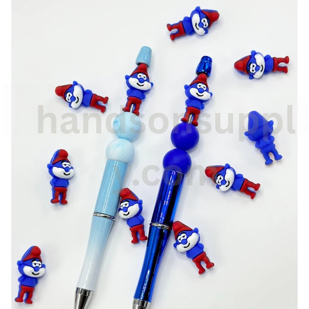 Vintage Papa Smur Cartoon 3D Blue Silicone Focal Beads
