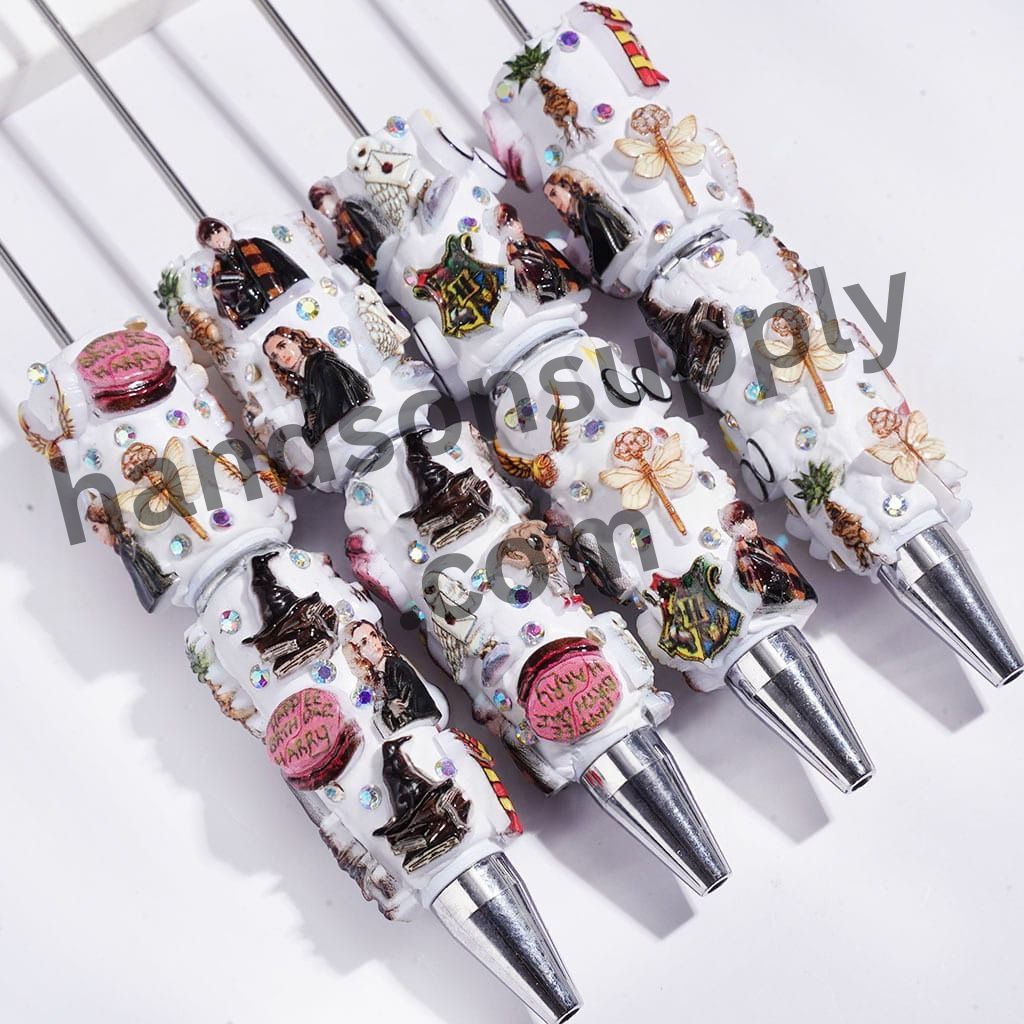 Magical Wizard Theme Boy Character Series, Beadable Clay Pen with AB Rhinestones