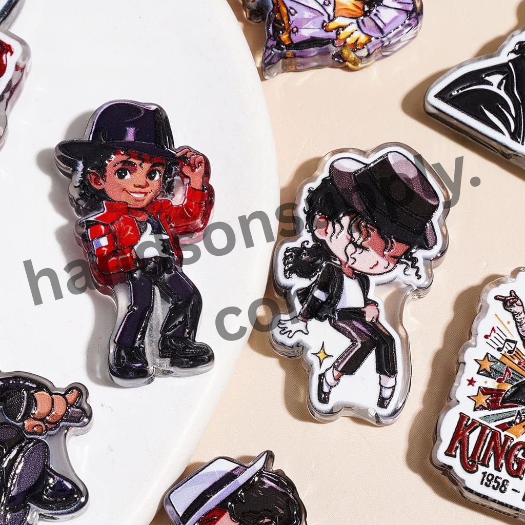Pop Singer Character Acrylic Beads, Retro Music & Stage Performance Theme, Various Styles, Random Mix