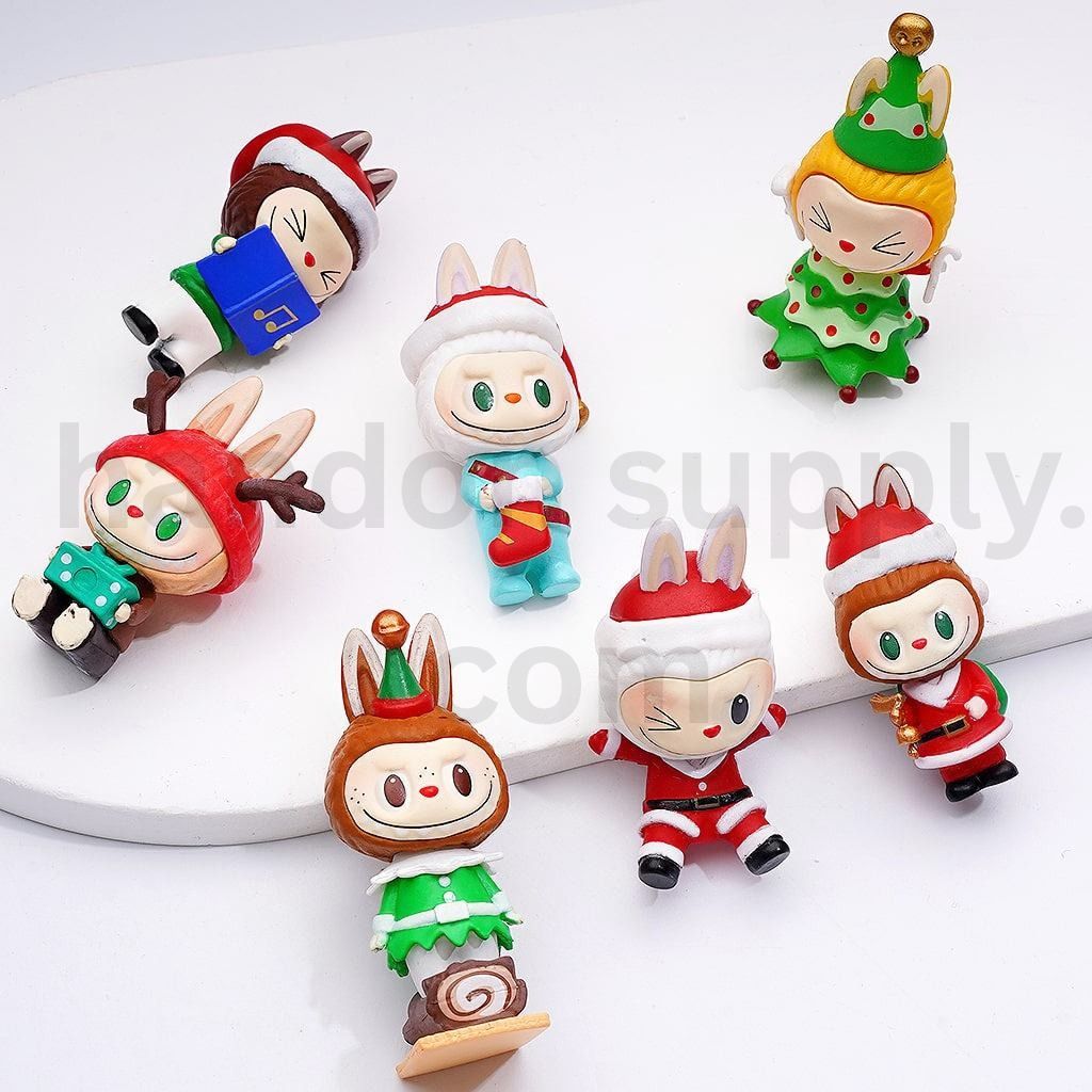 Cute Labub Christmas Figures Po Mar Style Blind Box Charms Approx. 40×20MM No Hole