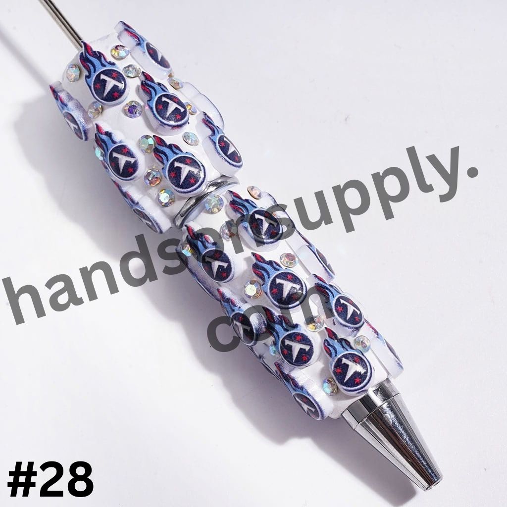 NY American Football Baseball Team Designs with Sparkling AB Rhinestones Beadable Clay Pens