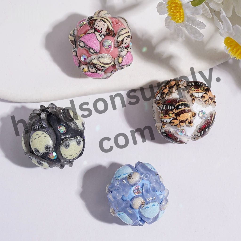 Anime Animal Chinchilla Girl Character Series Halloween Theme Clay Beads with AB Rhinestones 19MM Random Mix