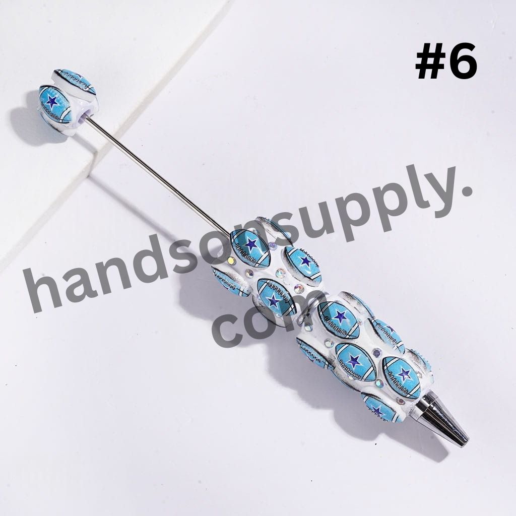 American Football Theme Beadable Clay Pen with AB Rhinestones, None Color, Random Mix