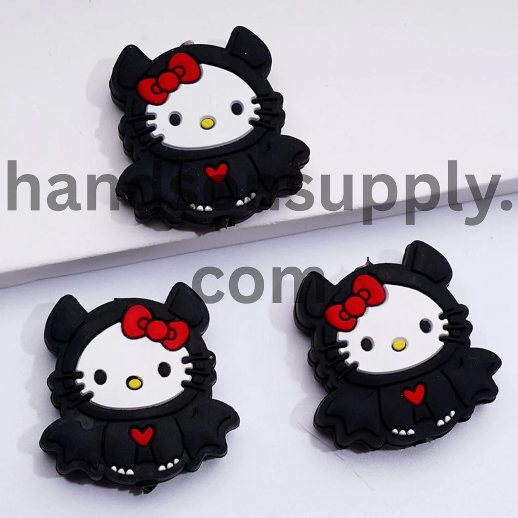 Black Bat Costume Cute Adorable Character Cat Halloween Silicone Focal Beads