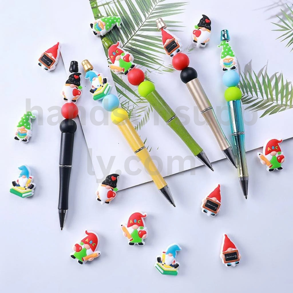 Teacher Gnome with Books Design for School Theme Crafts Random Mix Silicone Beads