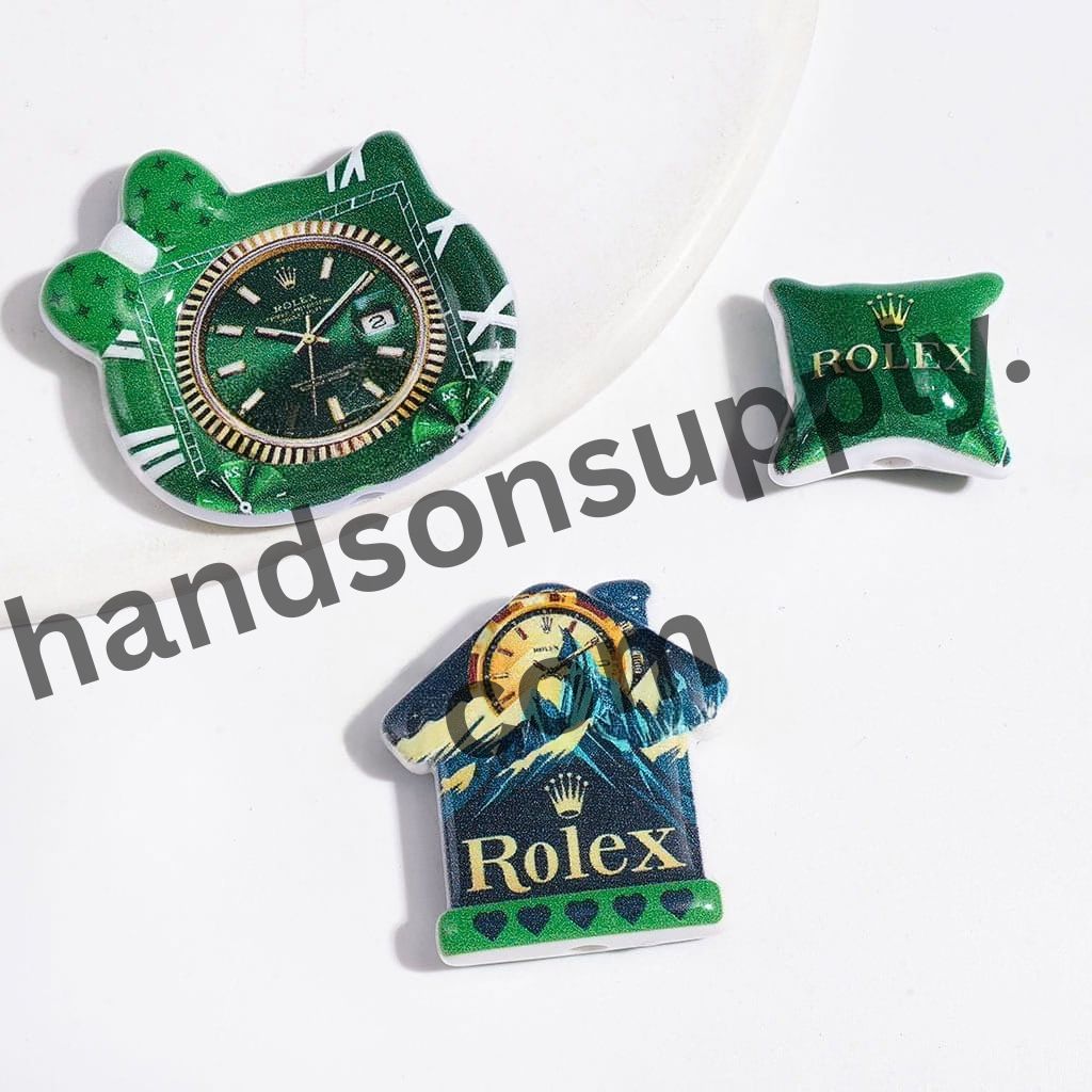 Luxury Royal Style Branded Fashion Watch Series Acrylic Beads and Pendants, Random Mix