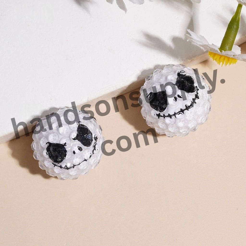 Horror Expression and Clear Rhinestone Halloween Series, Round Acrylic Beads, 20MM