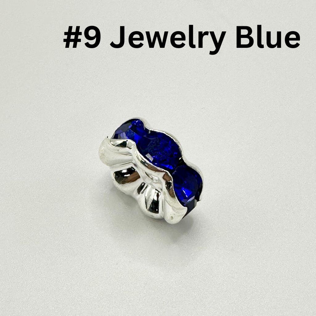 Wavy Spacers with Rhinestones in Solid Colors, Huge, 20mm, ZJ