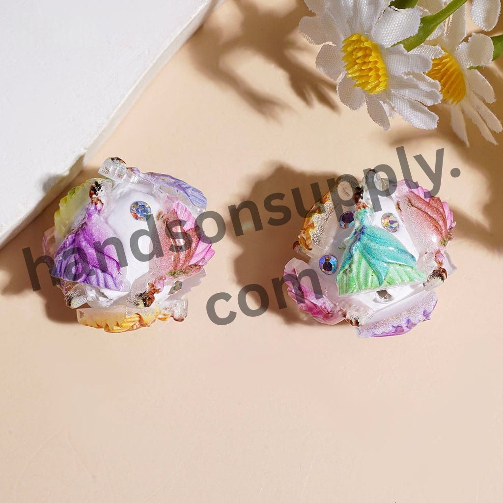 Beautiful Princess in Colorful Ball Gown Clay Beads with AB Rhinestones, 20MM, Variant Designs, Random Mix
