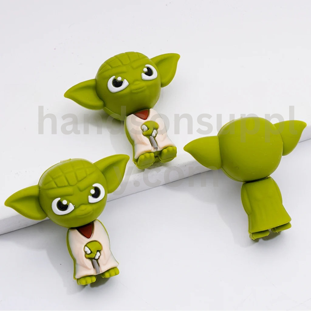 Green Alien Star Wa Yod 3D Little Silicone Focal Beads