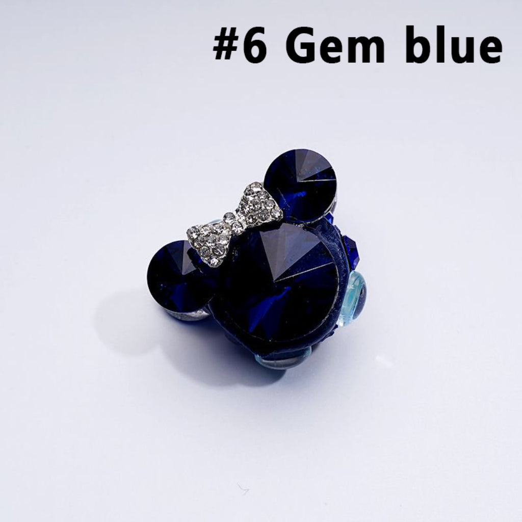 Vivid Fancy Silver Alloy Mouse Head Bows with Large Colorful Cone Shape Rhinestones Clear Rhinestones Clay Beads, Around 30*22MM