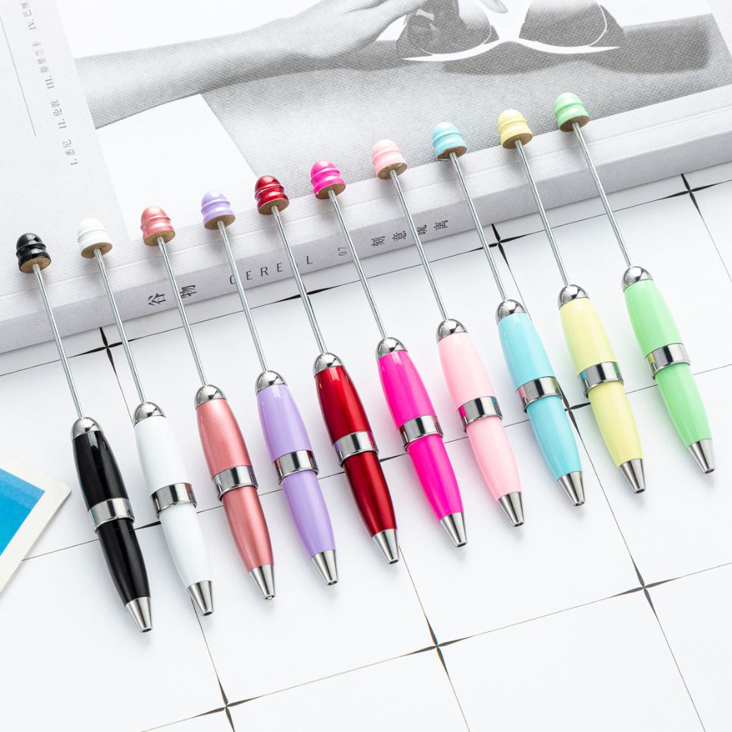 Handy Metal Beadable Pens Short Round Curvy 120mm Beaded Pens