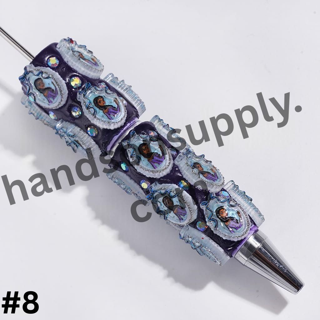 Classic Princess Character Series with Oval Mirror, Bowtie and Sparkling AB Rhinestones Beadable Clay Pens
