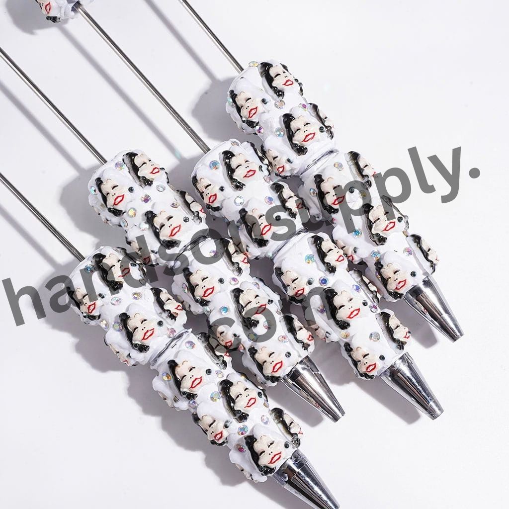 Playful Animal Fur Fanatic Fan Character Designs with Sparkling AB Rhinestones White Beadable Clay Pens