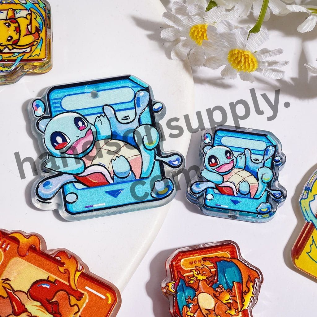 Small Monster Character in Yellow Blue Green Orange Cartoon Game-Themed Acrylic Beads, Multi-Color Random Mix