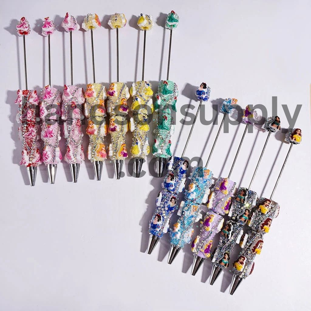 Classic Animated Princess Character series with Sparkling AB Rhinestone Chains & Clear Cone Rhinestones Accents Beadable Sugar Pens