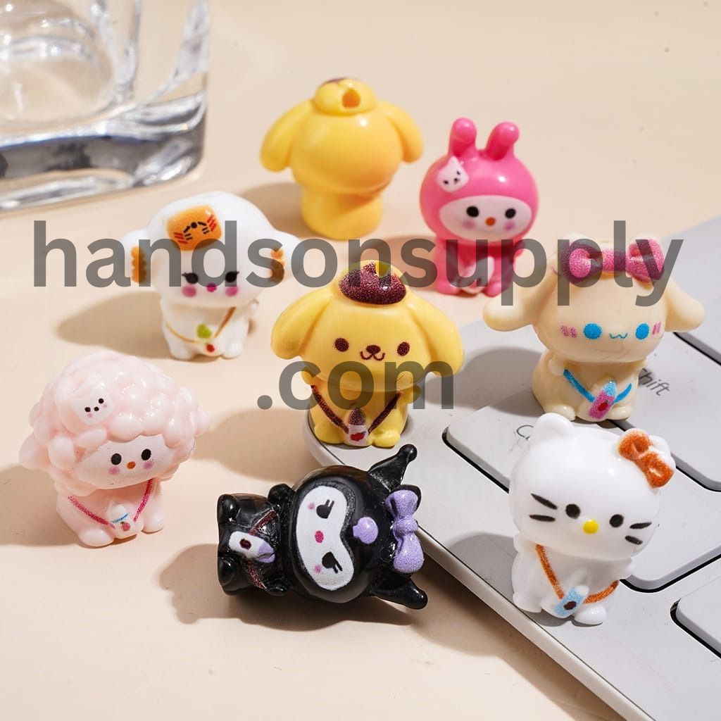 UV Coating Cute Character with Feeding Bottle on Chest Acrylic Beads, Random Mix