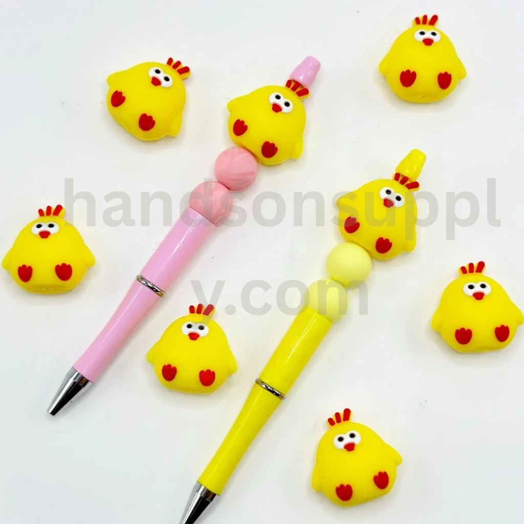 Mini 3D Yellow Chickling Chicken Adorable Silicone Focal Beads