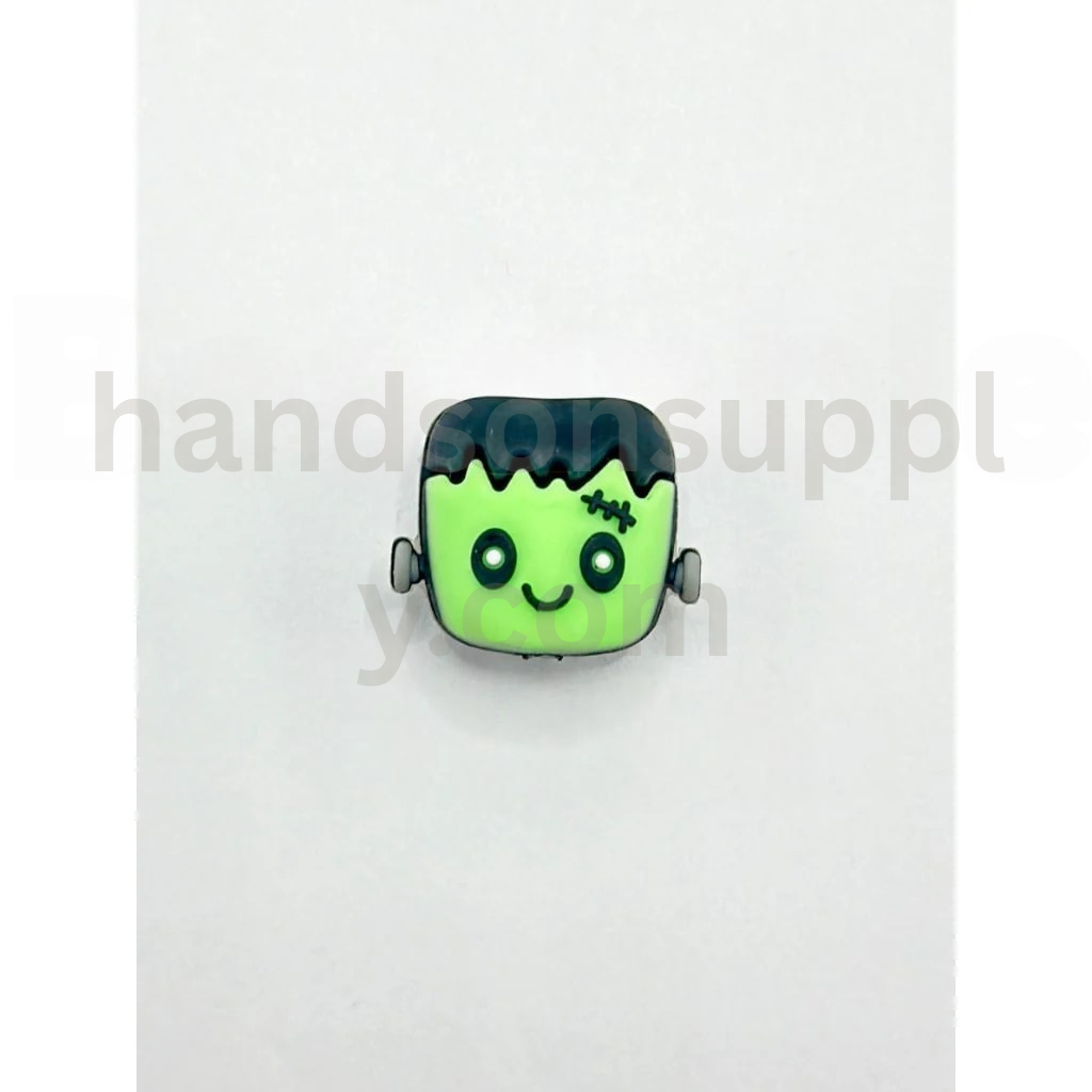 3D Green Frankenstein Face Cute Silicone Focal Beads