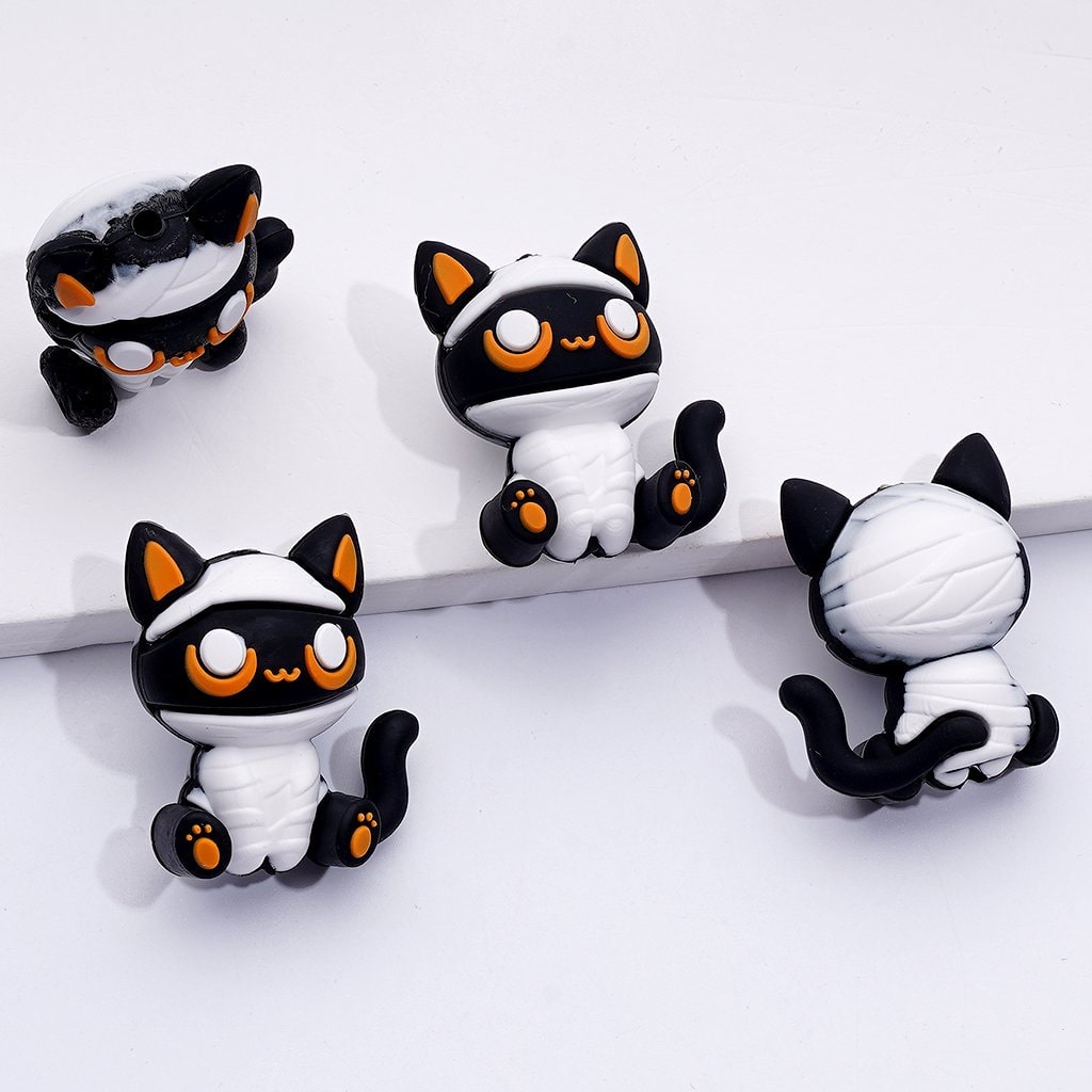 Adorable 3D Kitten Silicone Focal Beads – Cute & Playful Cat Design