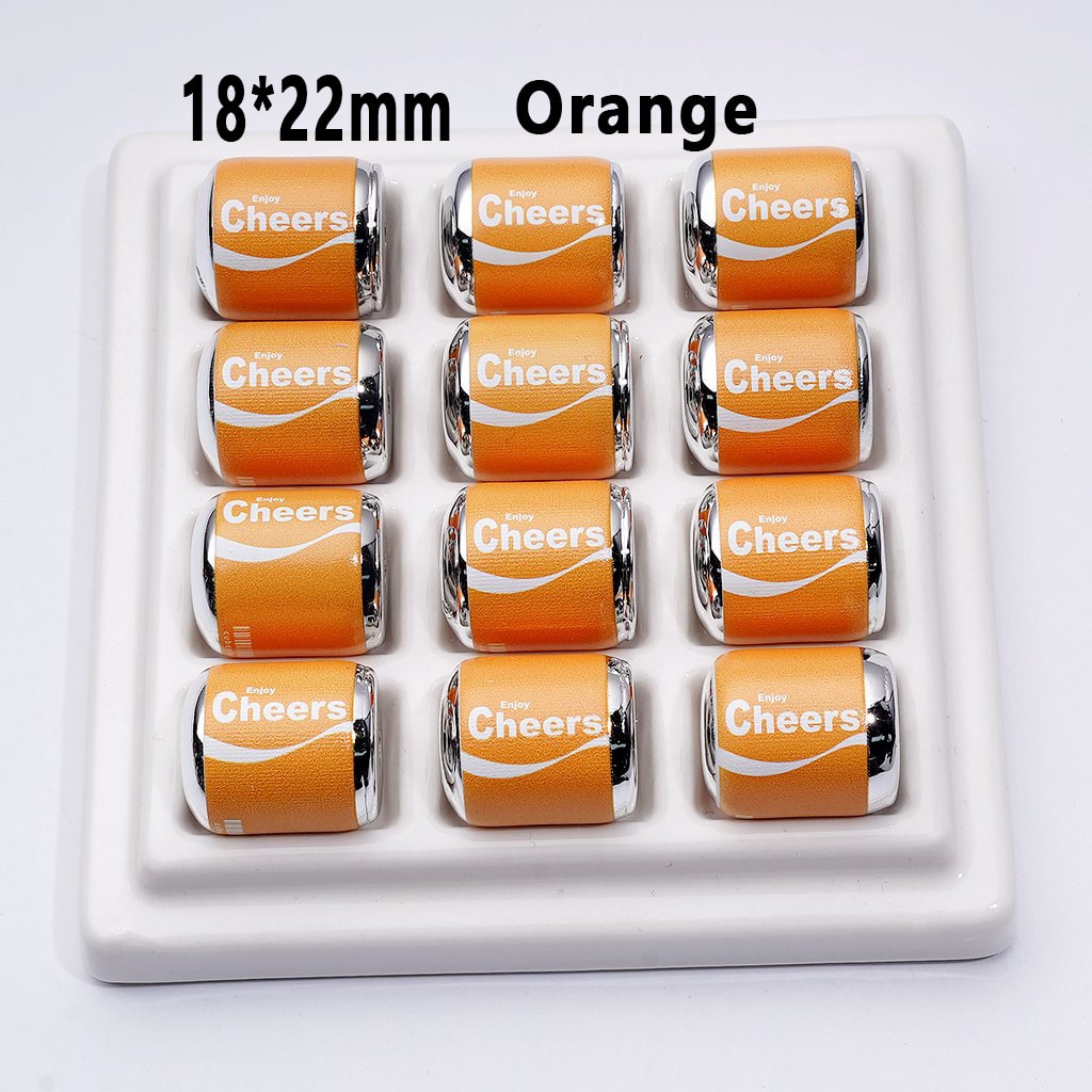 Drink Can Acrylic Beads – 18x22MM 'Enjoy' & 'Cheers' Designs in Multicolor and Random Mix