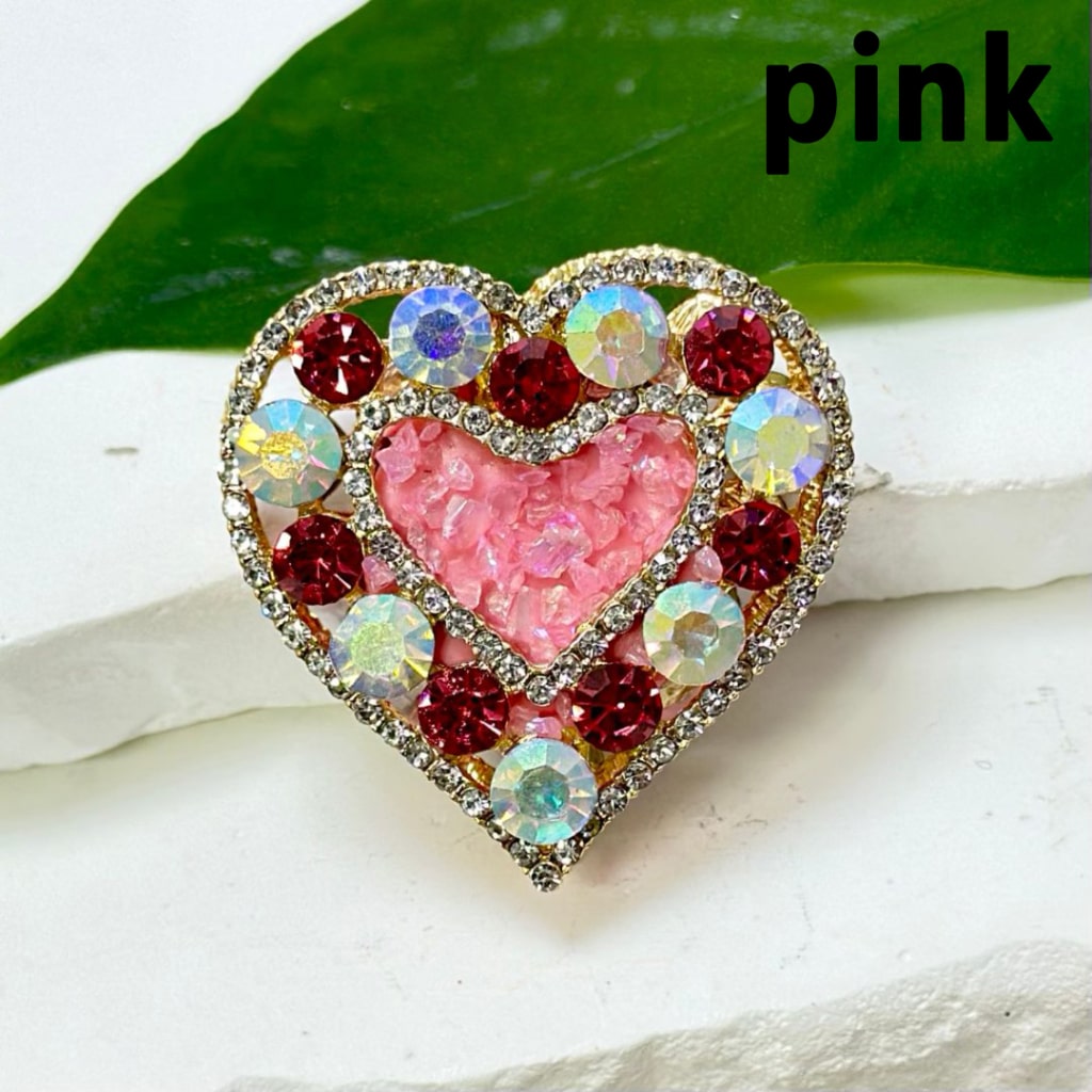 Gold Alloy Heart with Bling Bling Colorful Rhinestones, Small Stones, Oval Pearls, and Clay Beads Around 36*36MM