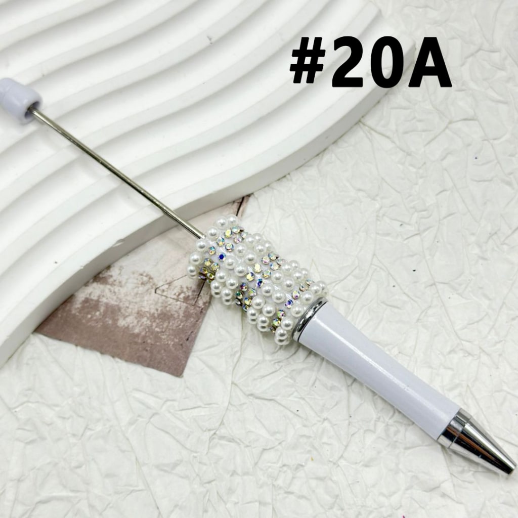 AB Small Rhinestones with White Beadable Pen White Pearl Chain