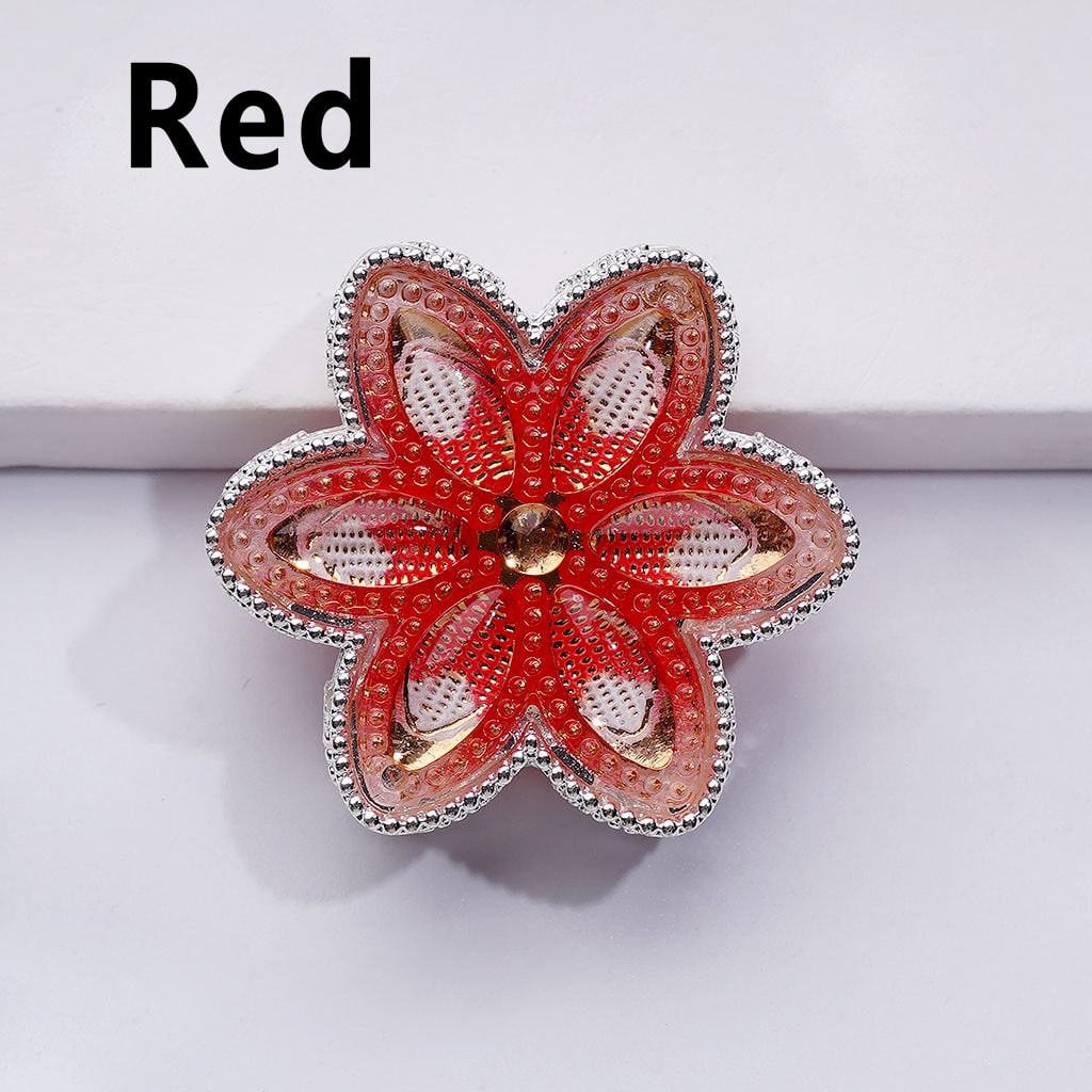 Sparkling Silver Hexapetalous Alloy Flower Beads with Vibrant Rhinestones – Approx. 32MM